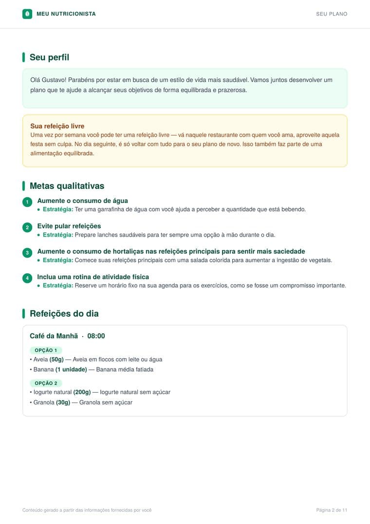 Seu perfil e metas